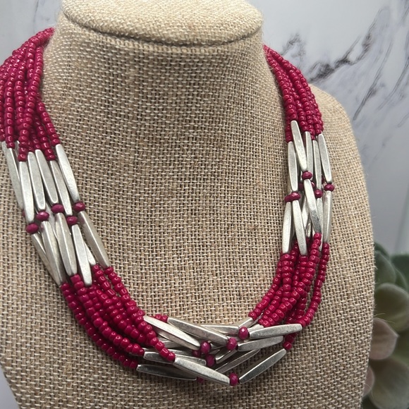 Berry Bright Fuchsia Multi Strand Necklace. - Picture 1 of 5
